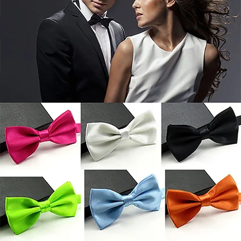 Men Solid Color Bowtie Necktie Tuxedo Wedding Party Adjustable