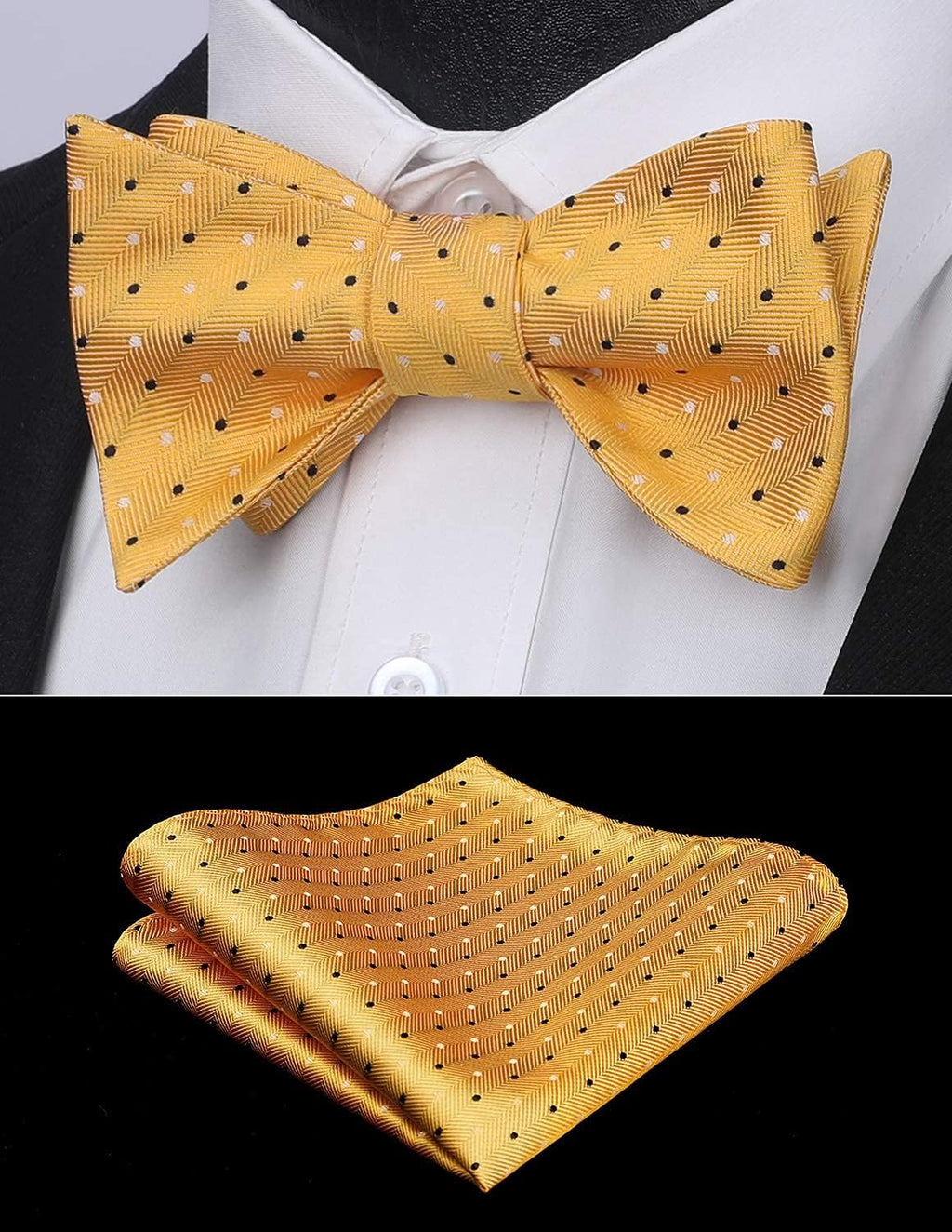 Bow Ties for Men Polka Dot Selftie Bowtie and Pocket Square Classic Business Tuxedo Wedding Bowties Handkerchief