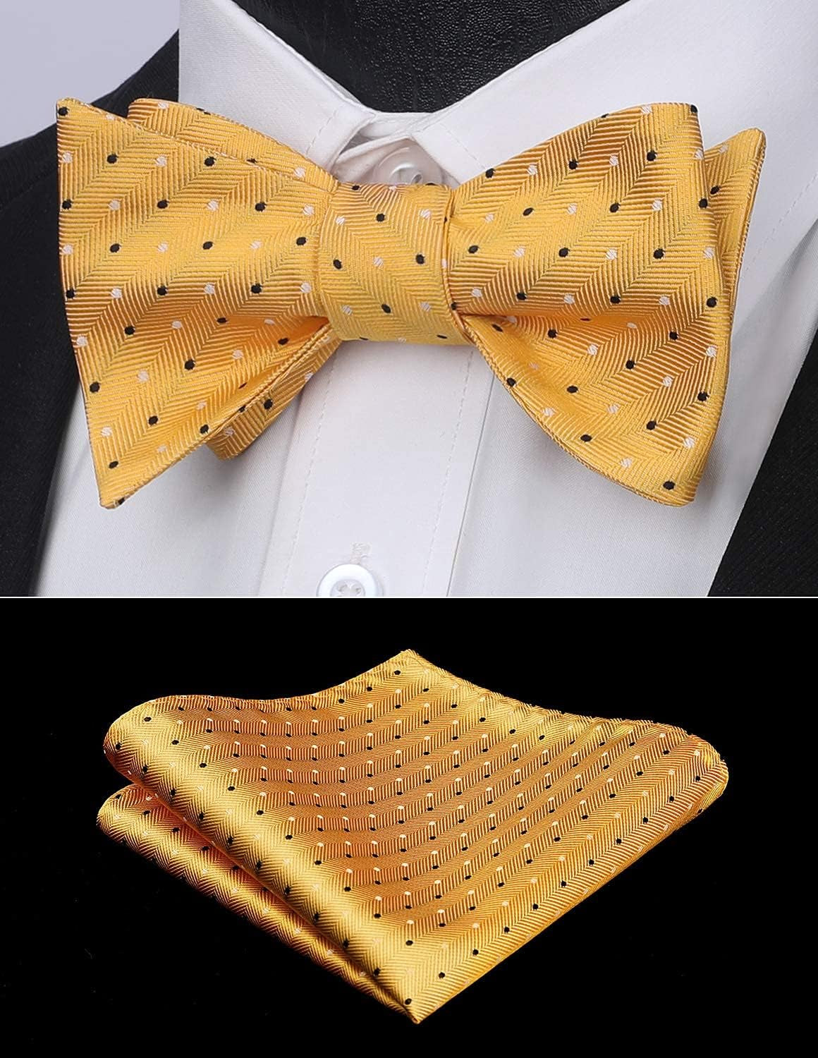 Bow Ties for Men Polka Dot Selftie Bowtie and Pocket Square Classic Business Tuxedo Wedding Bowties Handkerchief