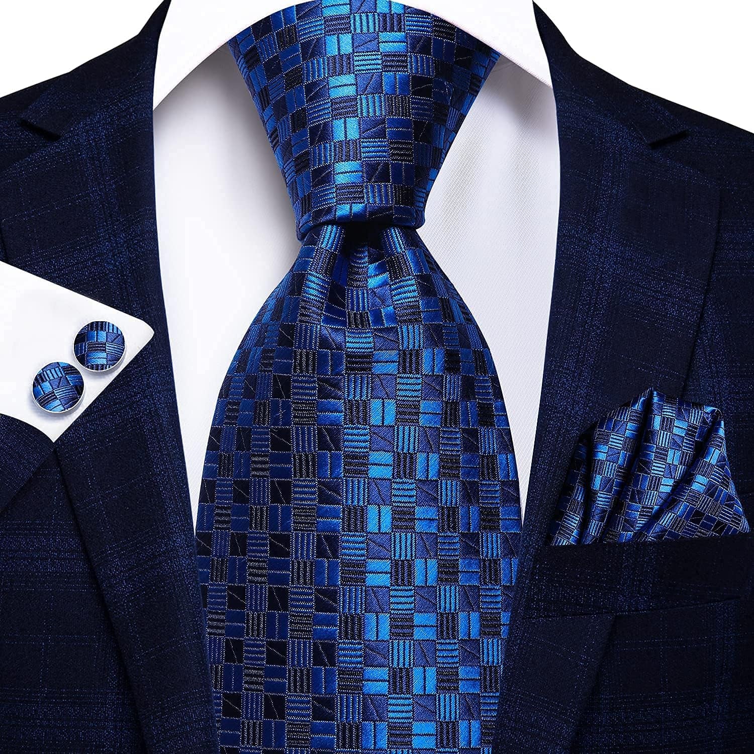 Lot 5 Pcs Gift Box Mens Tie Set Necktie with Pocket Square Cufflinks Silk Neck Tie Collection