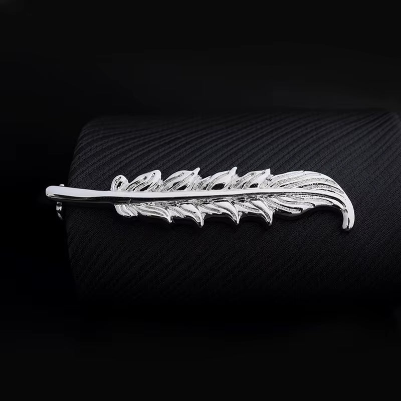 New High Quality Laser Engraving Tie Clip Black Men'S Business Tie Pin Free Delivery Rudder Feathers