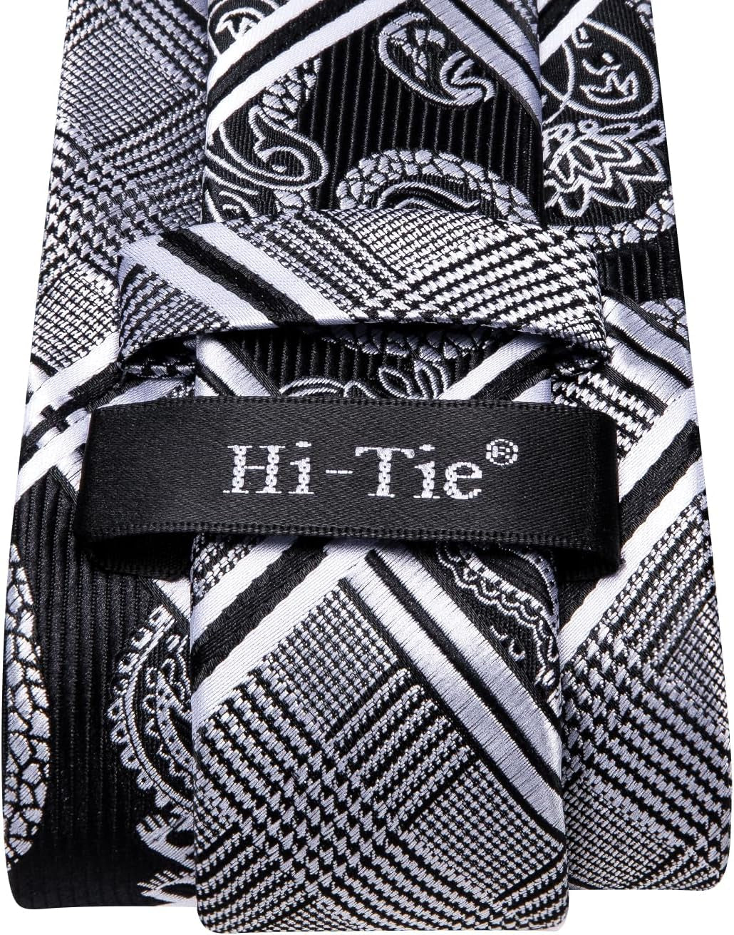 Mens Plaid Ties Classic Paisley Necktie with Handkerchief Cufflinks Set Business Stripe Tie