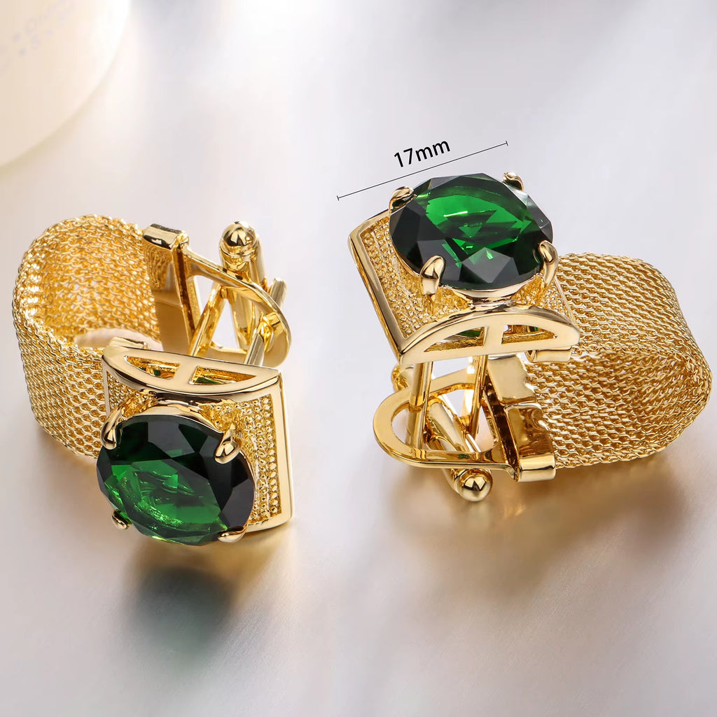 Gold Tone Crystal Cufflinks for Men with Chain Shiny Luxury Cuff Wedding Party Dress Shirt Accessories Gift