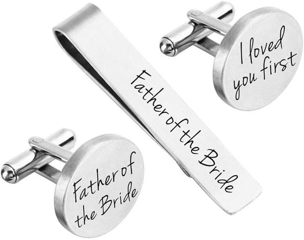 Cufflinks Wedding Engraved Groom Groomsman Father of the Bride Best Man Tie Clip Tack Bar