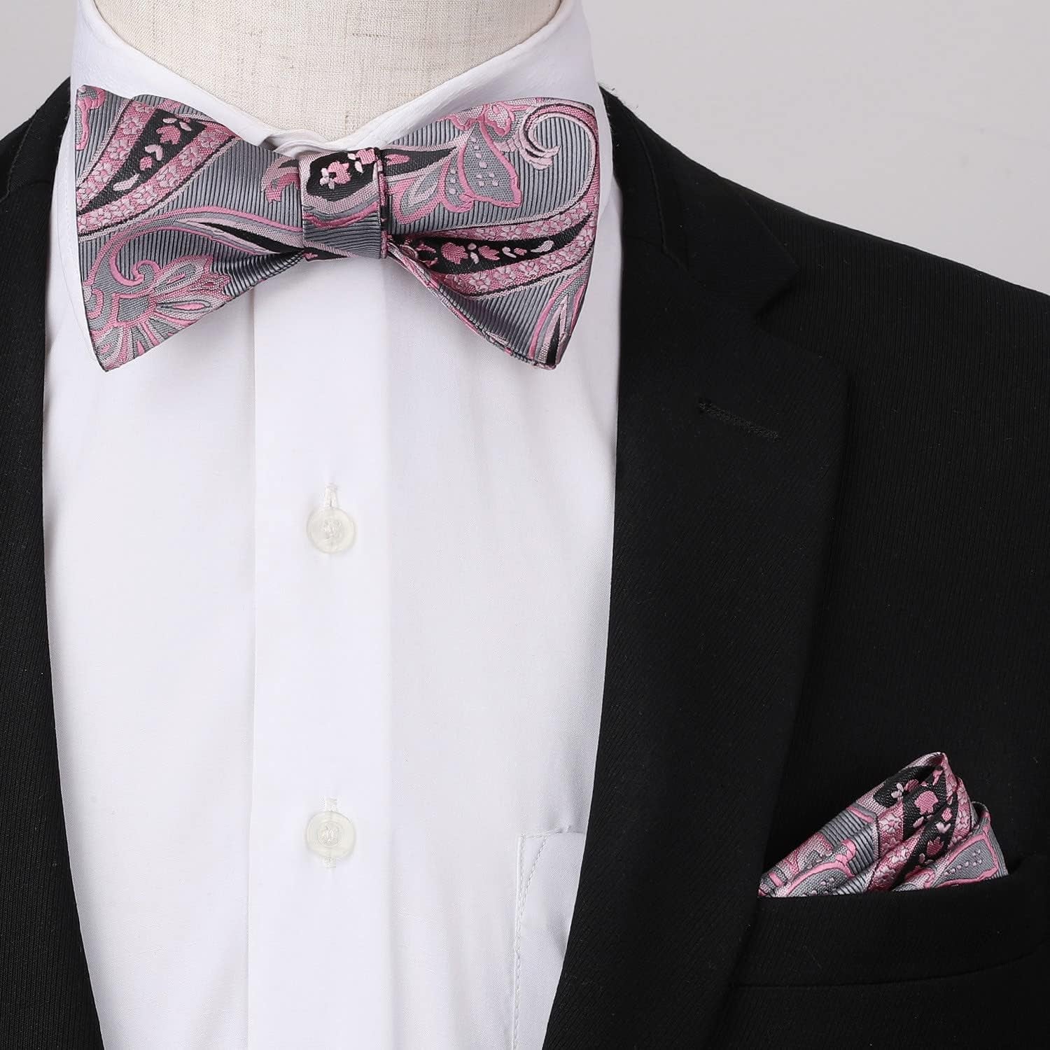 Bow Ties for Men Paisley Bowties Mens Self Tie Bow Tie and Pocket Square Set Formal Tuxedo Wedding Bowtie