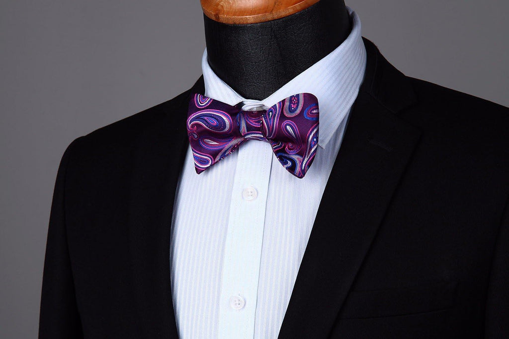 Bow Ties for Men Paisley Bowties Mens Self Tie Bow Tie and Pocket Square Set Formal Tuxedo Wedding Bowtie
