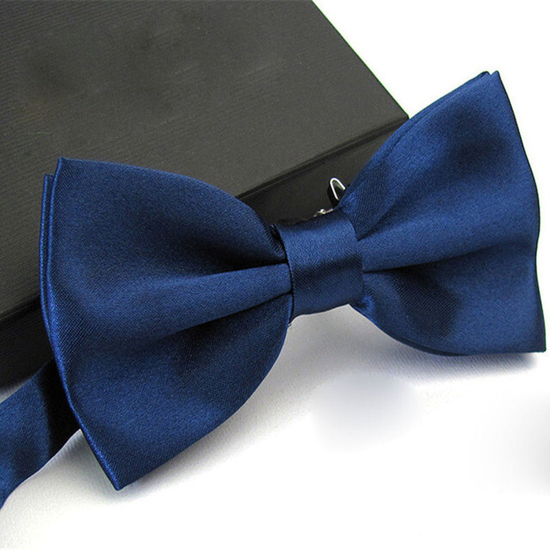 Mens Bowtie Pretied Adjustable Necktie Solid Color Formal Wedding Party Tuxedo