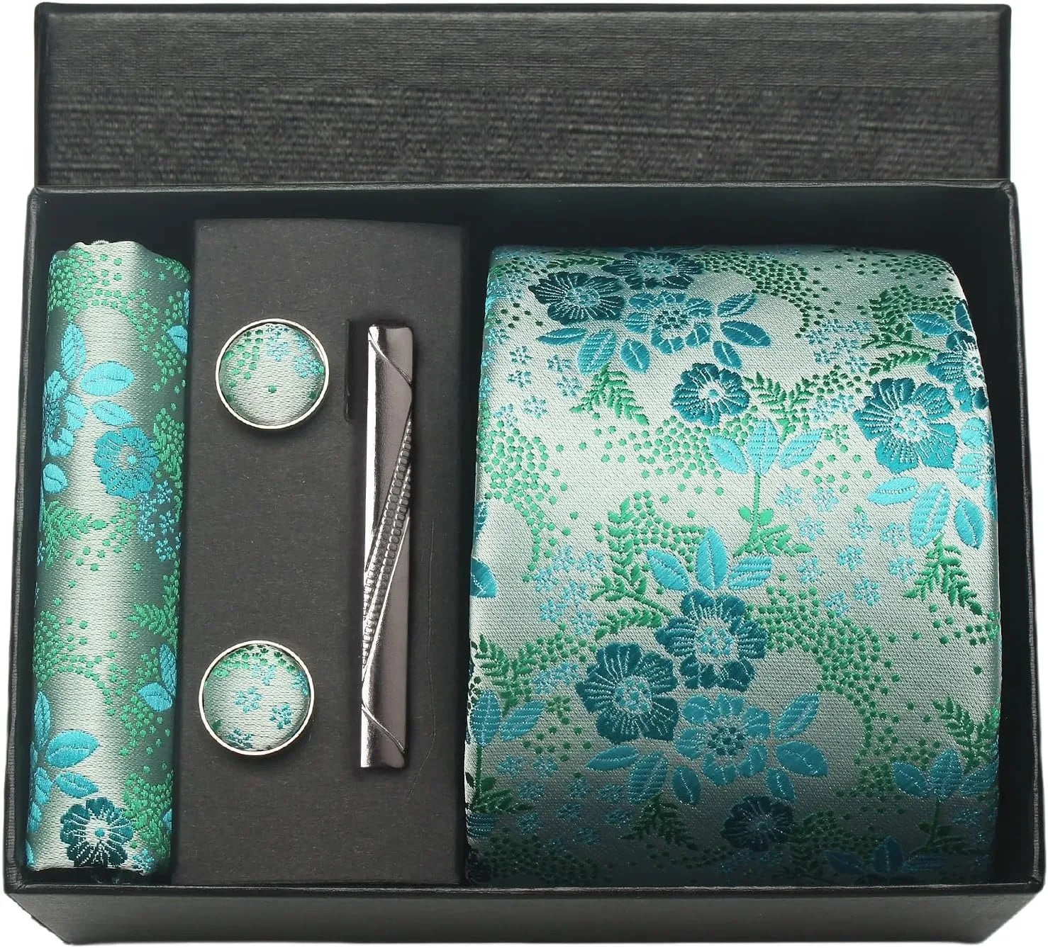 100% Silk Necktie Paisley Floral Mens Tie Top Quality Business Tie Pocket Square Tie Clip Cufflinks Set Classic for Men Gift Box
