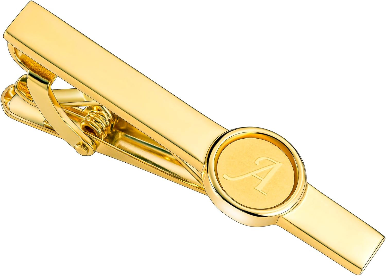 2 Inch Tie Clips and Cufflinks Sets for Men A-Z Gold Engraved Letter Cufflinks and Tie Clips Sets for Formal Business Wedding